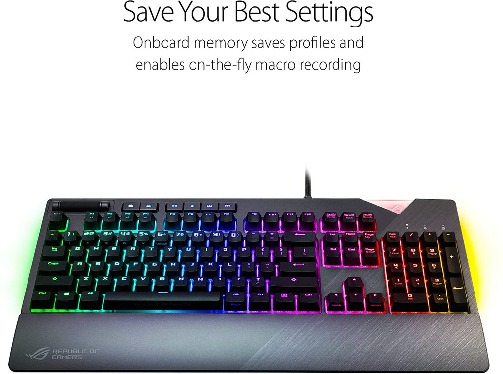 RGB Mechanical Gaming Keyboard - ROG Strix Flare (Cherry MX Brown Switches - CM SS) | Aura Sync & SDK | Gaming Keyboard for PC | Customizable Badge, USB Pass-Through | Media Controls