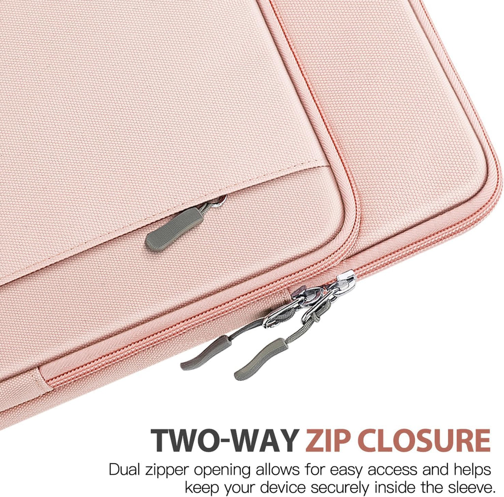 13.3-14 Inch Laptop Sleeve Carrying Bag with Pockets for Macbook Neo 13", Macbook Air 13.6", Mac Pro 14", HP Dell ASUS Lenovo, Computer Sleeve Bag with Shoulder Strap, Pink