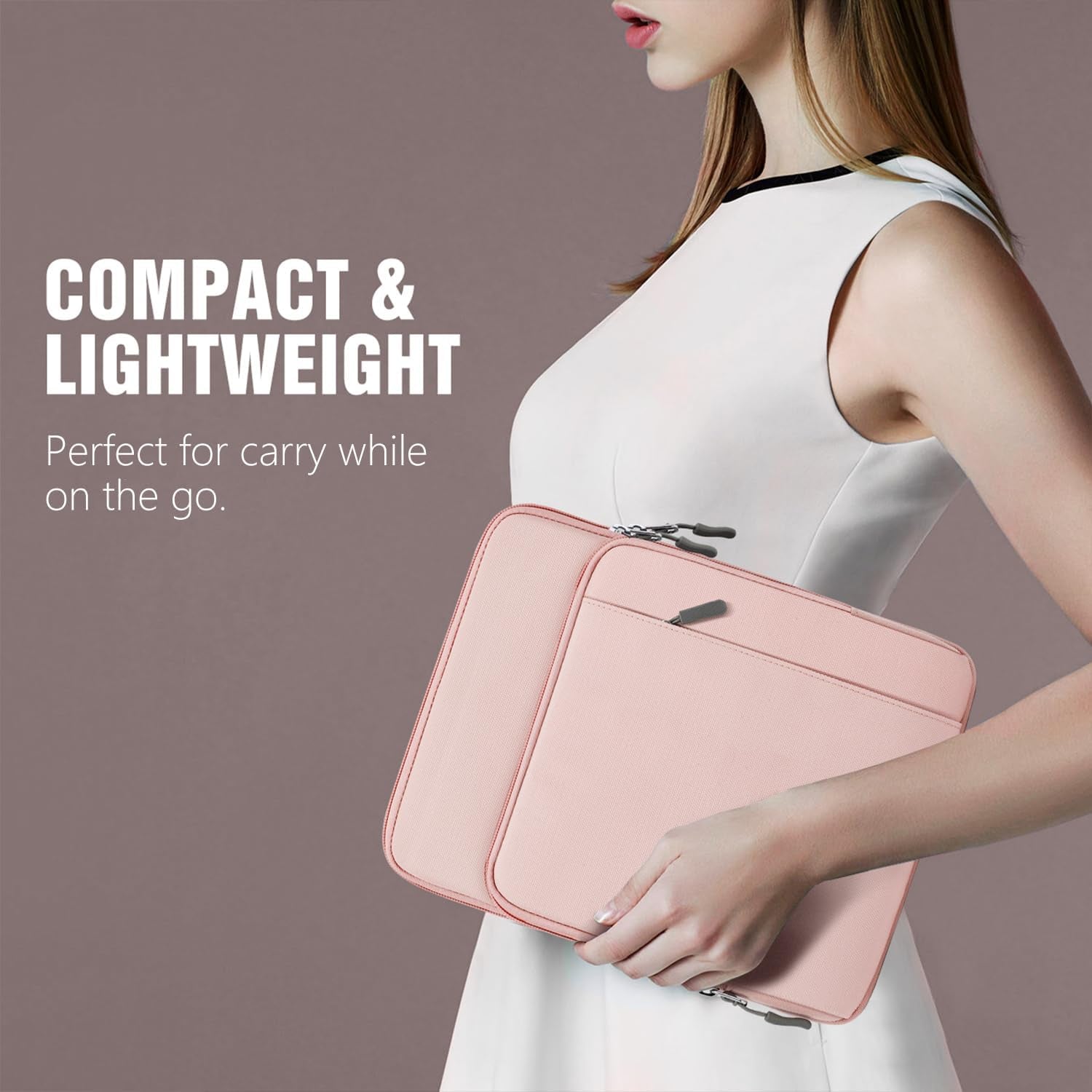 13.3-14 Inch Laptop Sleeve Carrying Bag with Pockets for Macbook Neo 13", Macbook Air 13.6", Mac Pro 14", HP Dell ASUS Lenovo, Computer Sleeve Bag with Shoulder Strap, Pink